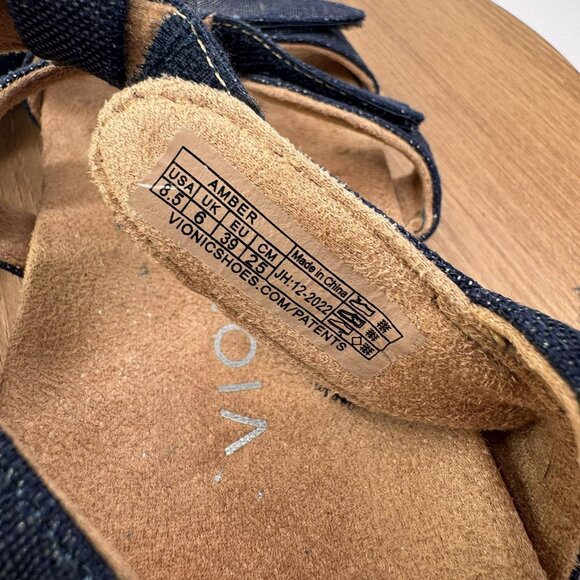 Vionic Womens Amber Adjustable 3 Strap Sandals Navy Denim Size 8.5 - Picture 4 of 8